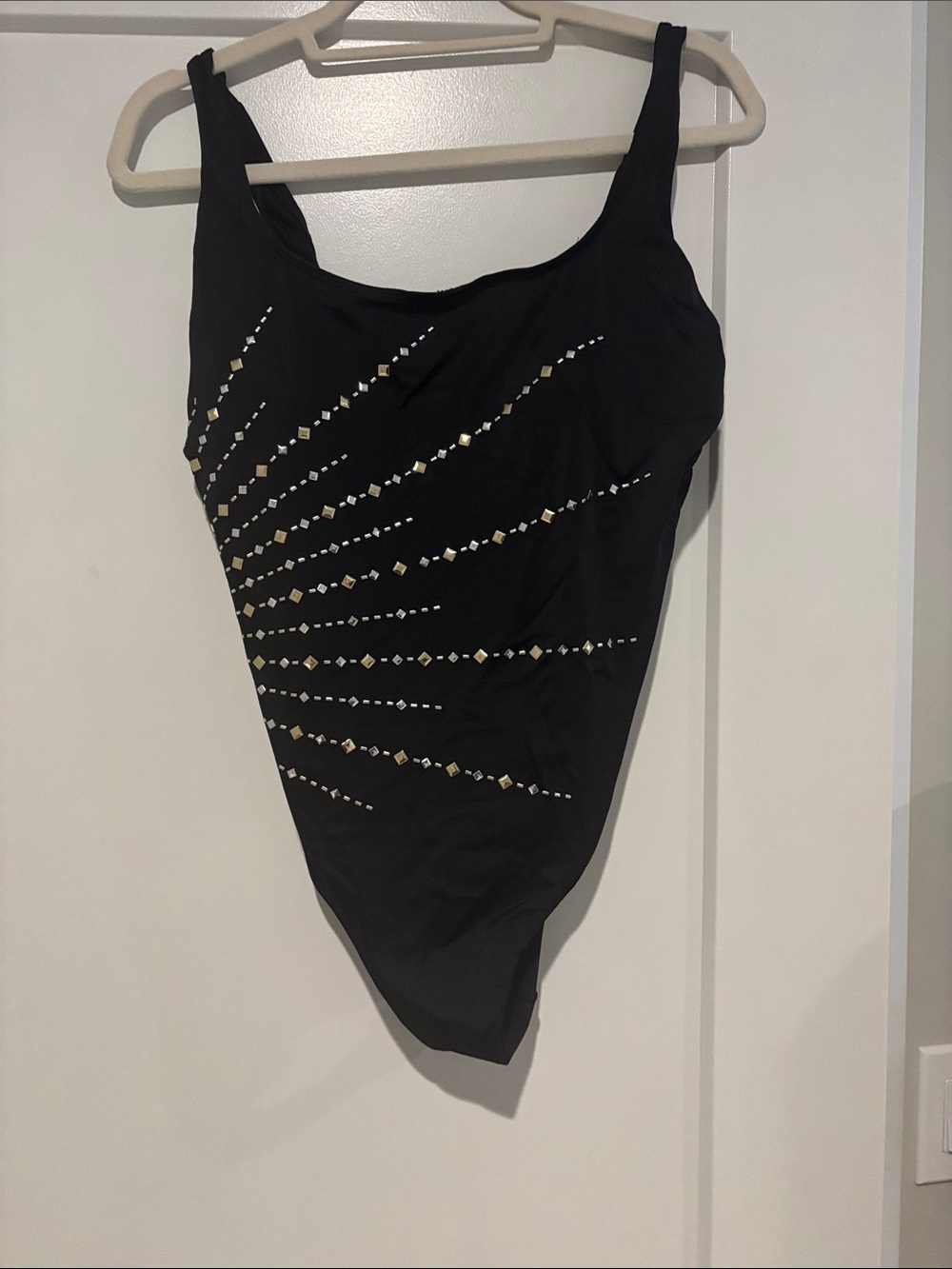 Longitude Black One-Piece Swimsuit with Gold Accent